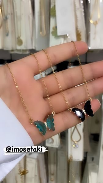 ÇELİK RENKLİ ZİRKON KELEBEK KOLYE