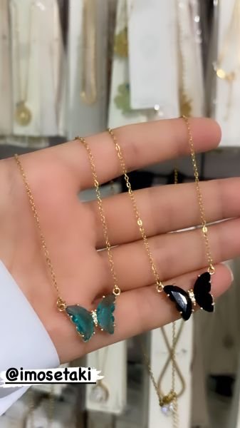 ÇELİK RENKLİ ZİRKON KELEBEK KOLYE