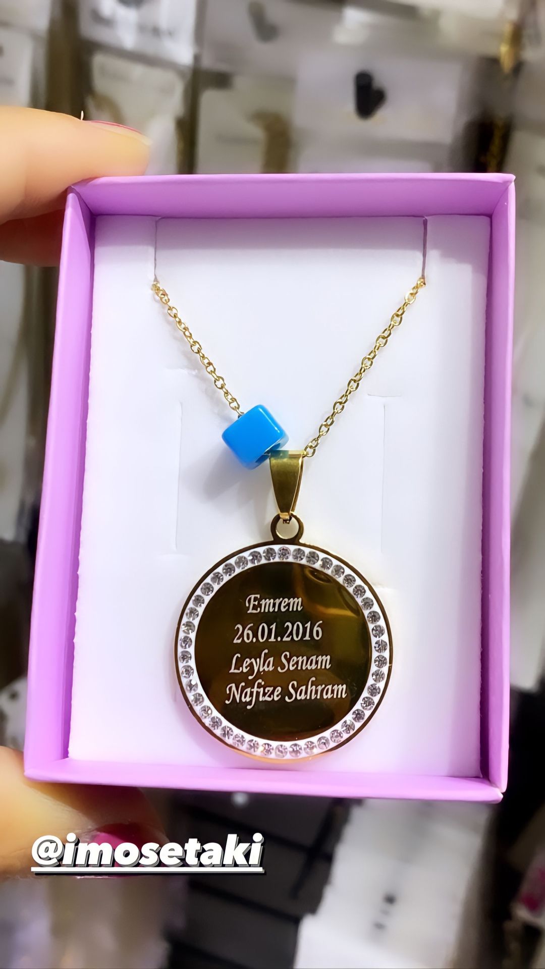 Çelik Kişiye Özel Zirkon Taşlı  İsimli Kolye