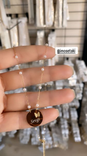 Çelik Kişiye Özel İsimli İncili Kolye