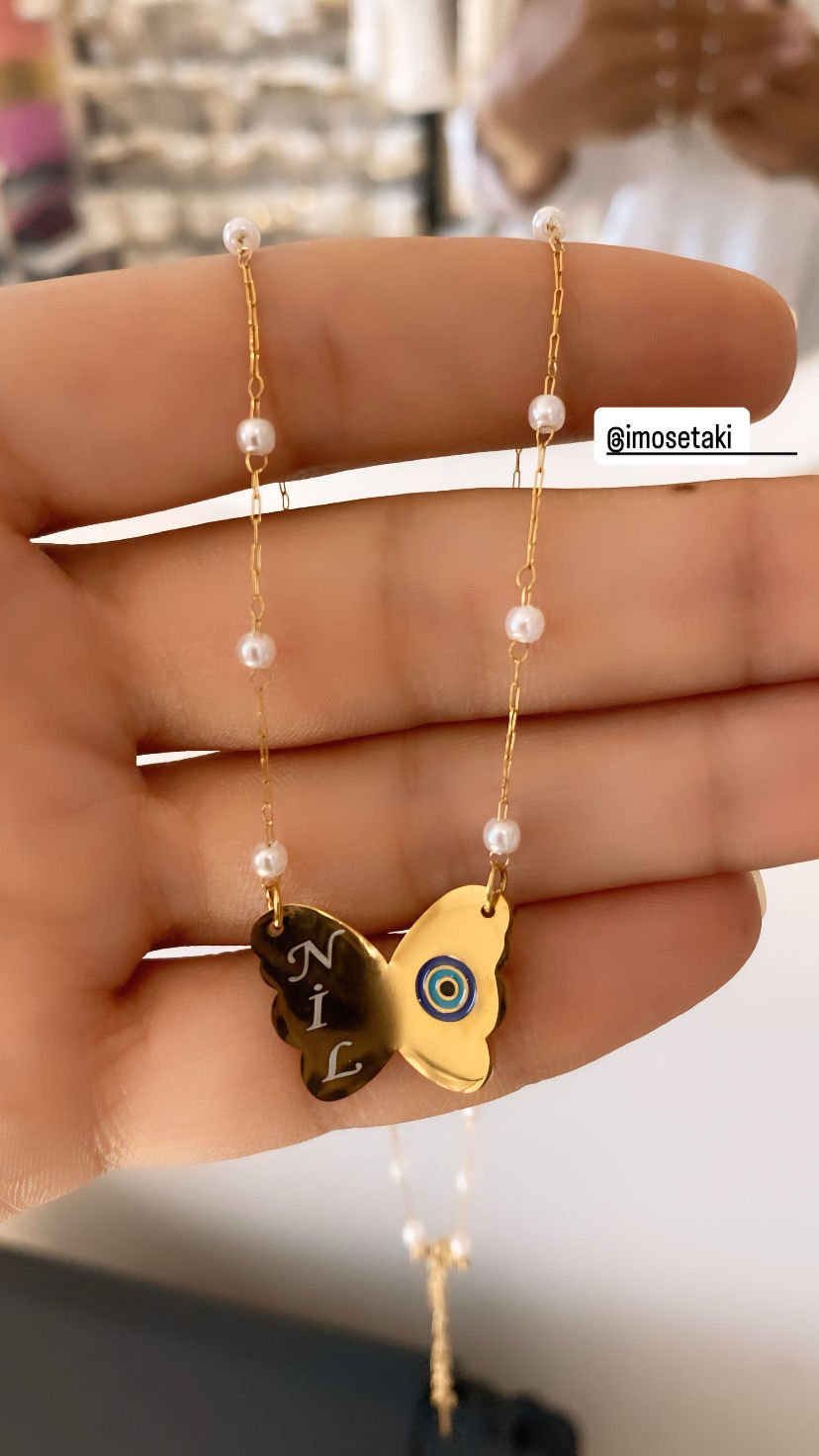 Çelik Kişiye Özel İsimli İncili Kolye