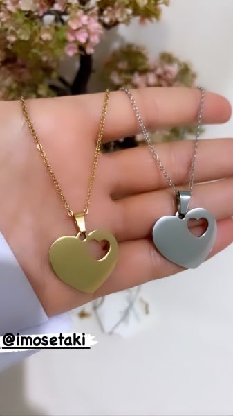 Çelik Kişiye Özel Kalp Kolye