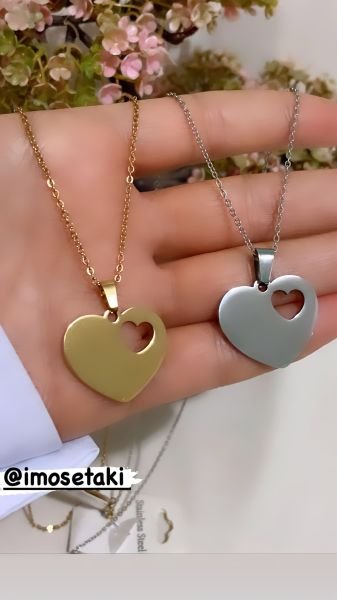 Çelik Kişiye Özel Kalp Kolye