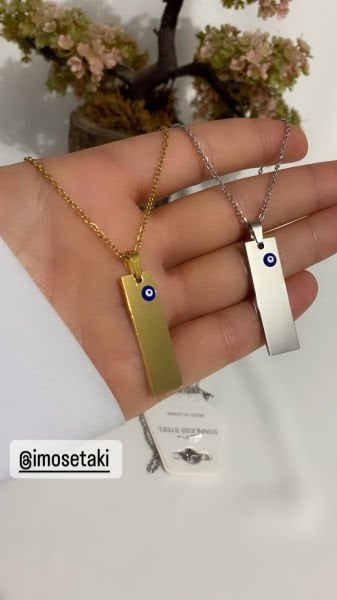 Çelik Kişiye Özel İsimli Mineli Kolye