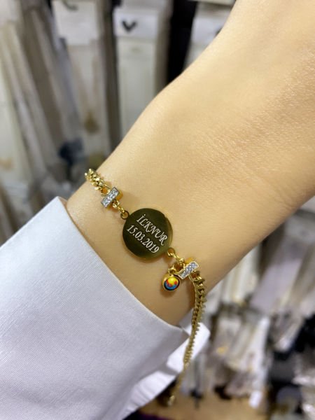 Çelik Kişiye Özel İsimli Çocuk Bileklik