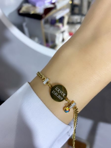 Çelik Kişiye Özel İsimli Çocuk Bileklik