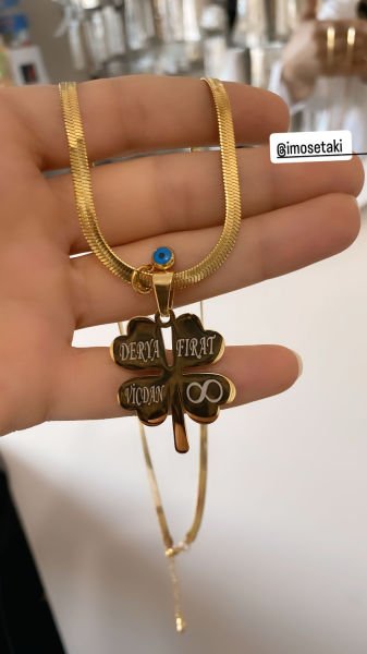 Çelik Kişiye Özel İsimli Yonca Kolye