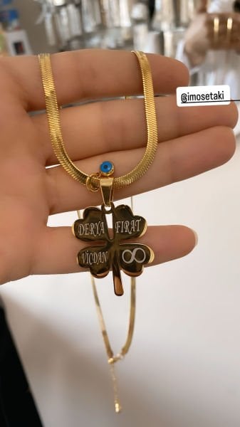 Çelik Kişiye Özel İsimli Yonca Kolye