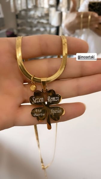Çelik Kişiye Özel İsimli Yonca Kolye
