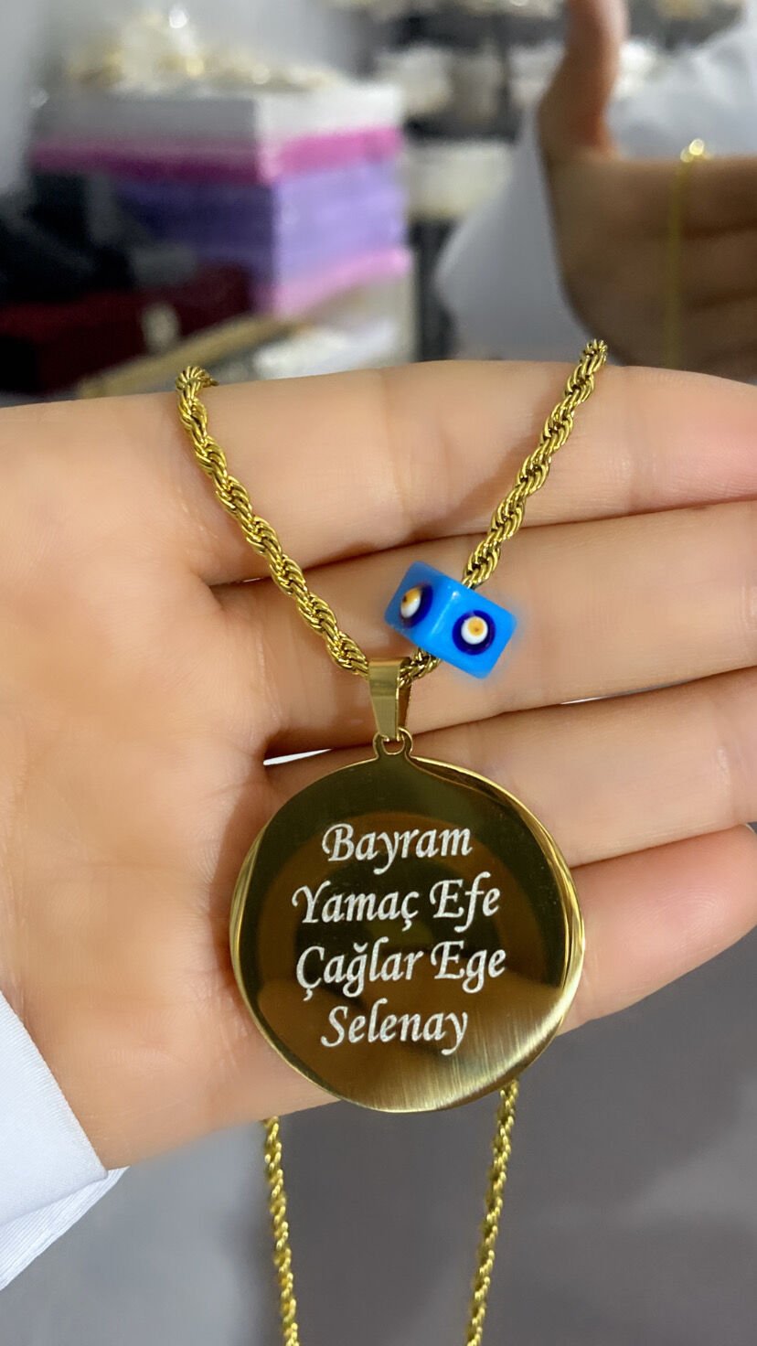 ÇELİK KİŞİYE ÖZEL İSİMLİ PLAKA KOLYE