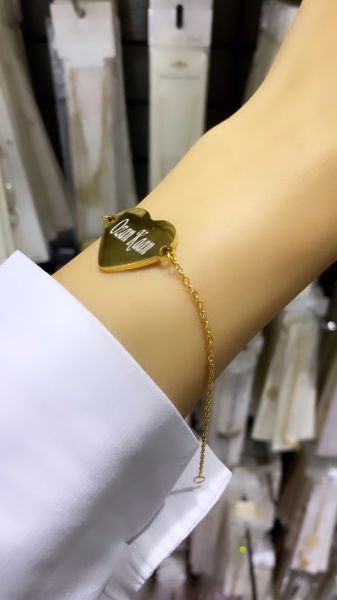 Çelik Kişiye Özel İsimli Kalp Bileklik