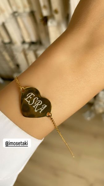 Çelik Kişiye Özel İsimli Kalp Bileklik