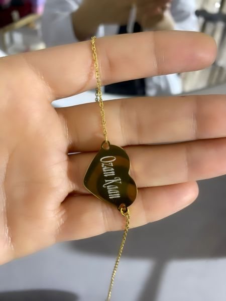 Çelik Kişiye Özel İsimli Kalp Bileklik