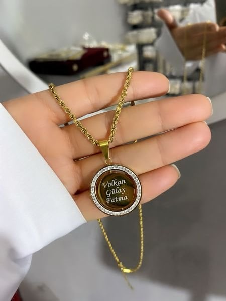 Çelik Özel Tasarım Dönen Kolye