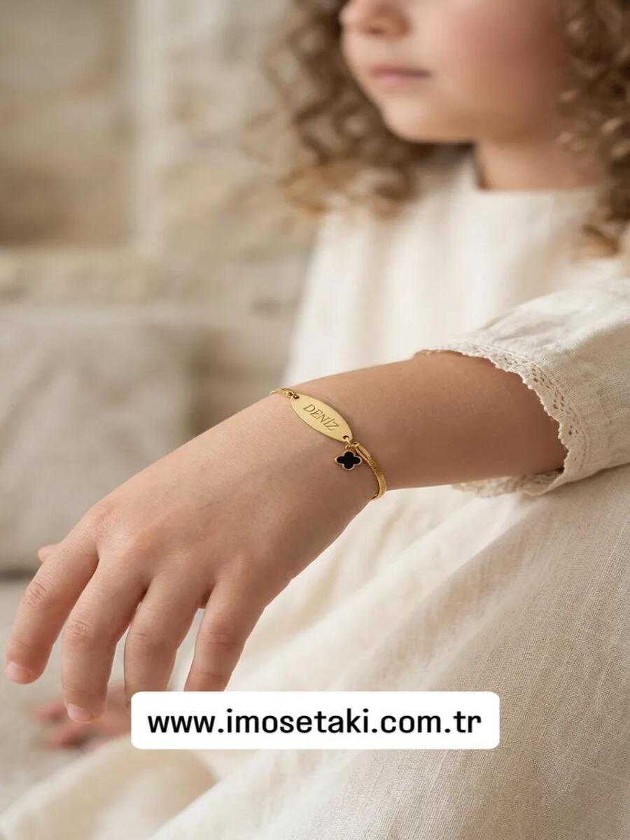 Kişiye Özel Çocuk Künyesi - Çelik İsim Yazılı Çocuk Bilekliği