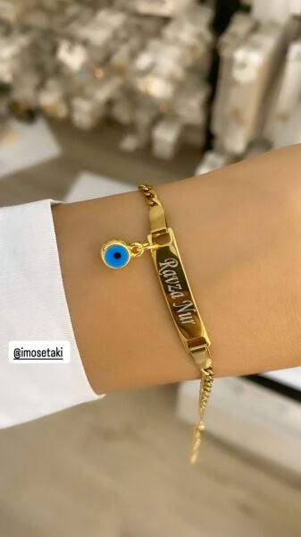 Kişiye Özel Çocuk  Künyesi Gold - Sadece Yazı