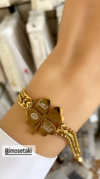 Çelik Kişiye Özel Yonca Bileklik