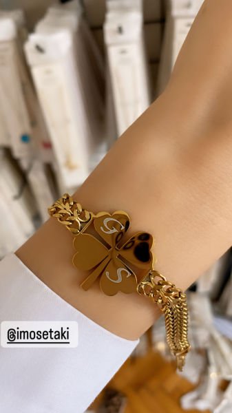 Çelik Kişiye Özel Yonca Bileklik