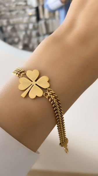 Çelik Kişiye Özel Yonca Bileklik