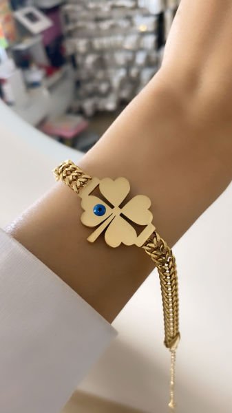 Çelik Kişiye Özel Yonca Bileklik