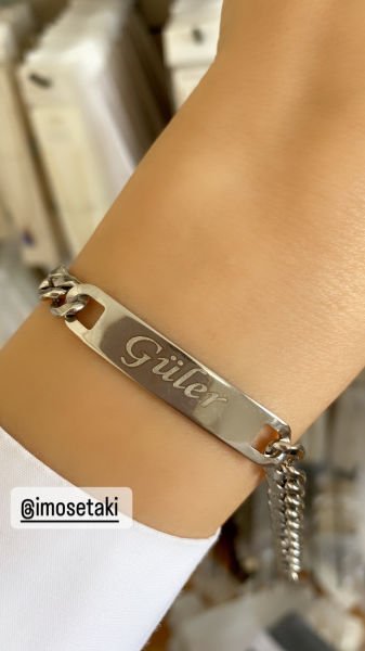 Çelik Kişiye Özel İsimli Bileklik