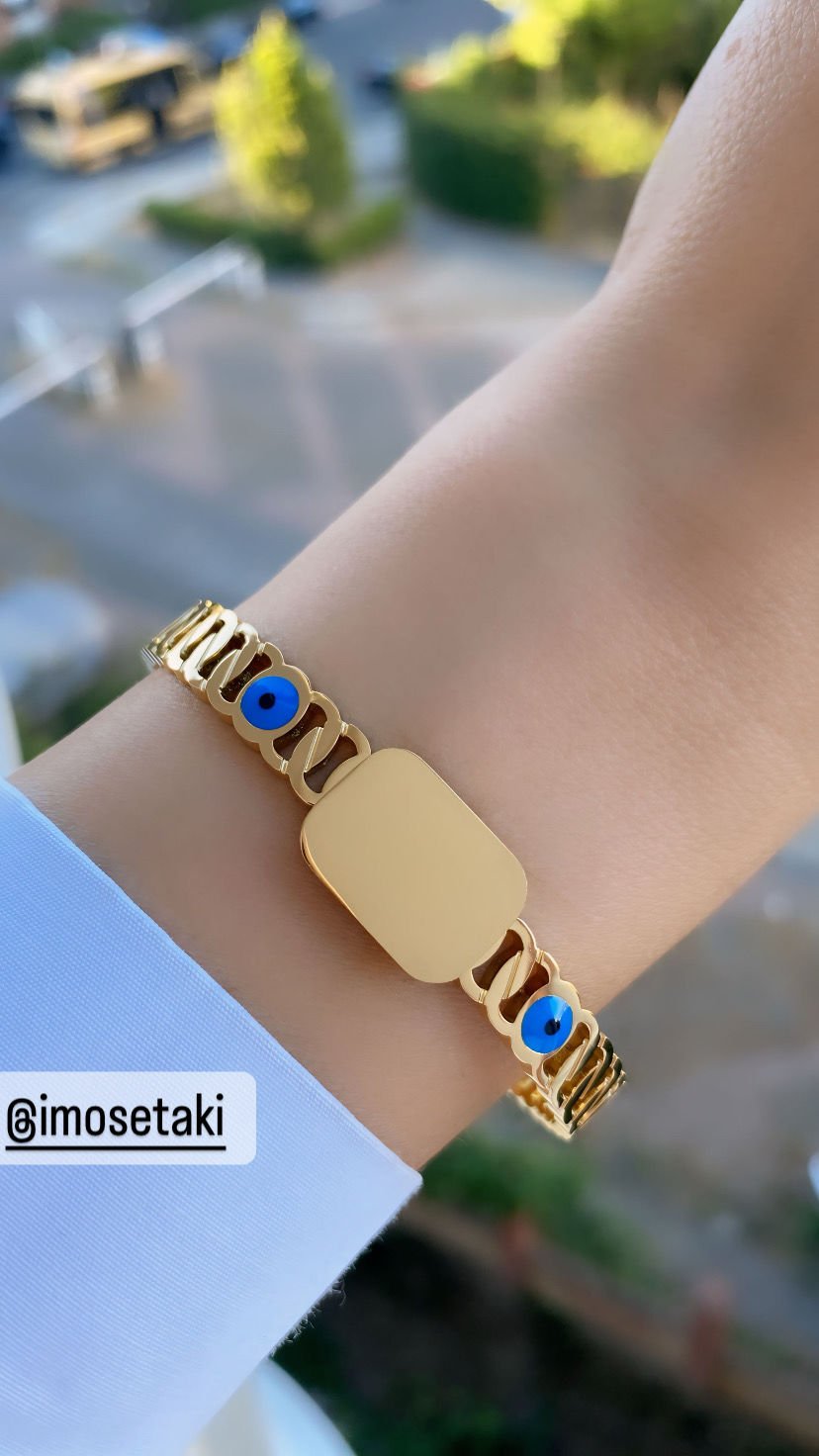 Çelik Kişiye Özel İsimli Kelepçe Bileklik