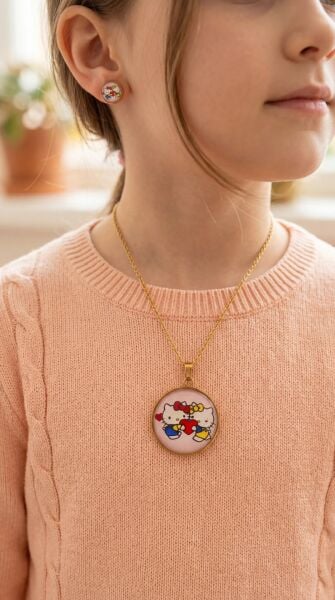 Çelik Kız Çocuk Takı Seti Kolye Küpe Set
