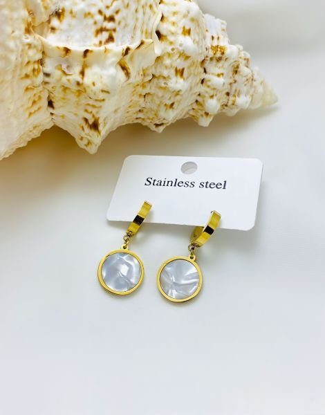 ÇELİK  SEDEF TAŞLI KÜPE